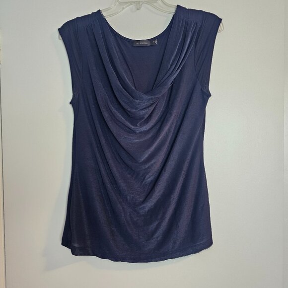 Limited navy ruched cap sleeved top - Picture 1 of 5
